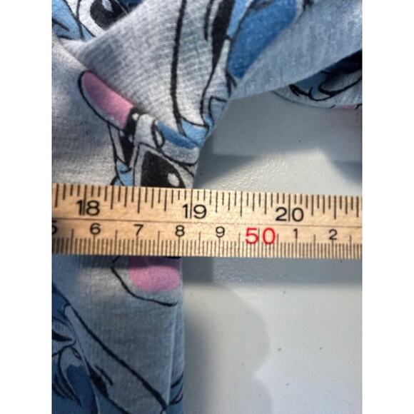 Disney XS Stitch Character Print Gray Hoodie Sweatshirt 100% Polyester Long Slee - Picture 5 of 6